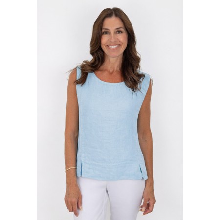 Amazing Woman Lucie Ice Blue Linen Top - Blue