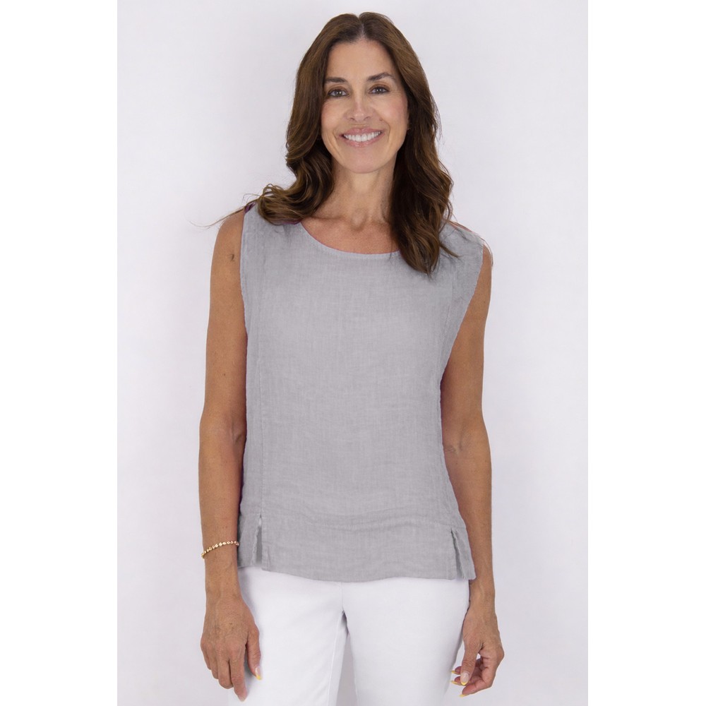 Amazing Woman Lucie Pearl Grey Linen Top Pearl Grey