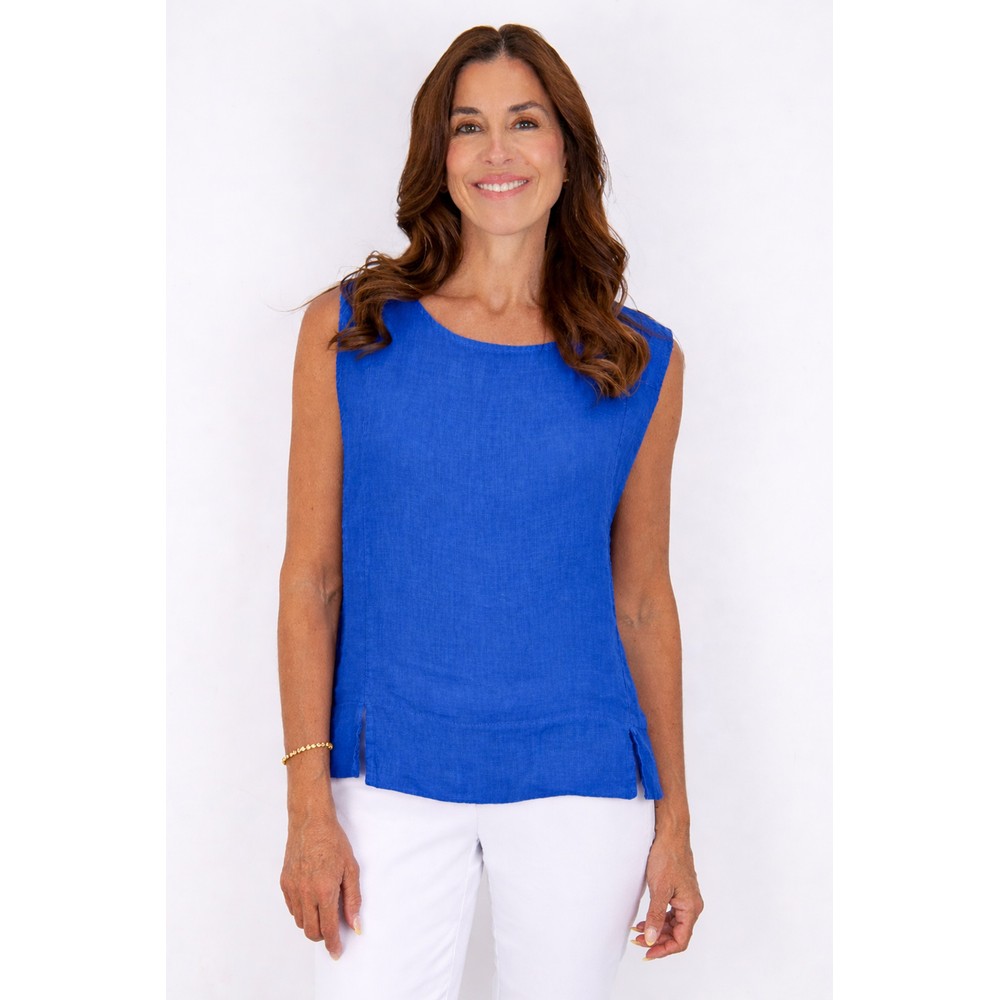 Amazing Woman Lucie Royal Blue Linen Top Royal Blue
