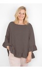 Amazing Woman Dark Mud Julia Dark Mud Linen Frill Top  
