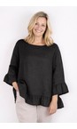 Amazing Woman Black  Julia Black Linen Frill Top  
