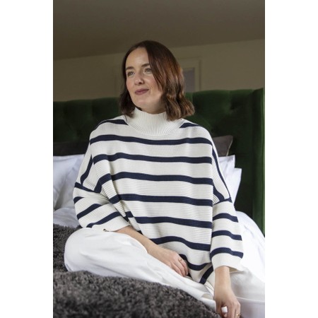 Chalk Vicki Cotton Rib Navy And Ivory Stripe Jumper - Multicoloured