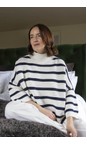 Chalk Navy / Ivory  Vicki Cotton Rib Navy And Ivory Stripe Jumper  