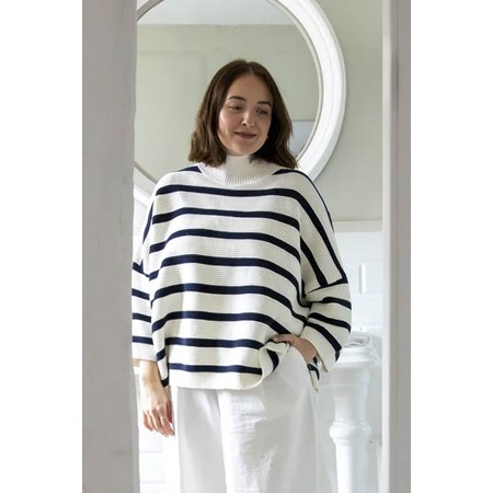 Chalk Vicki Cotton Rib Navy And Ivory Stripe Jumper - Multicoloured