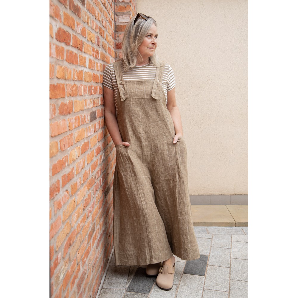 Mama B Martedi AE Cumino Check Linen Jumpsuit Cumino