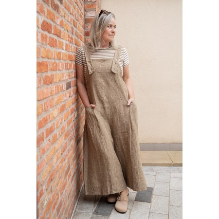 Mama B Martedi AE Cumino Check Linen Jumpsuit - Beige