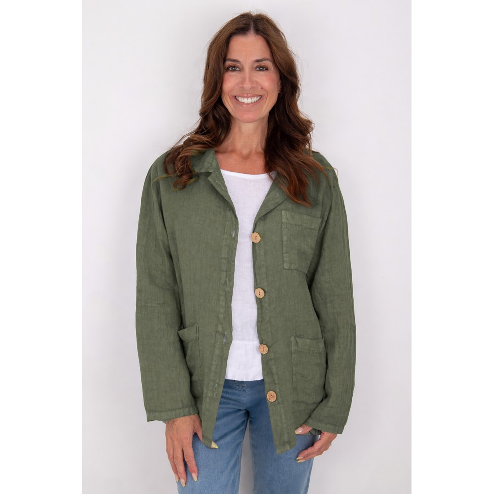 Amazing Woman Keely Khaki Chore Linen Jacket Khaki