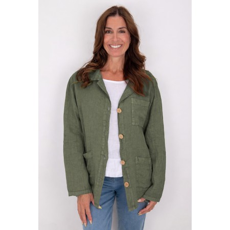 Amazing Woman Keely Khaki Chore Linen Jacket - Green