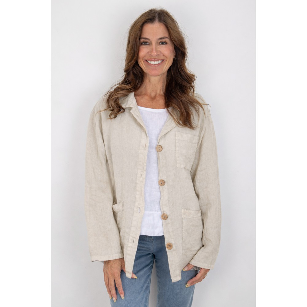 Amazing Woman Keely Natural Chore Linen Jacket Natural