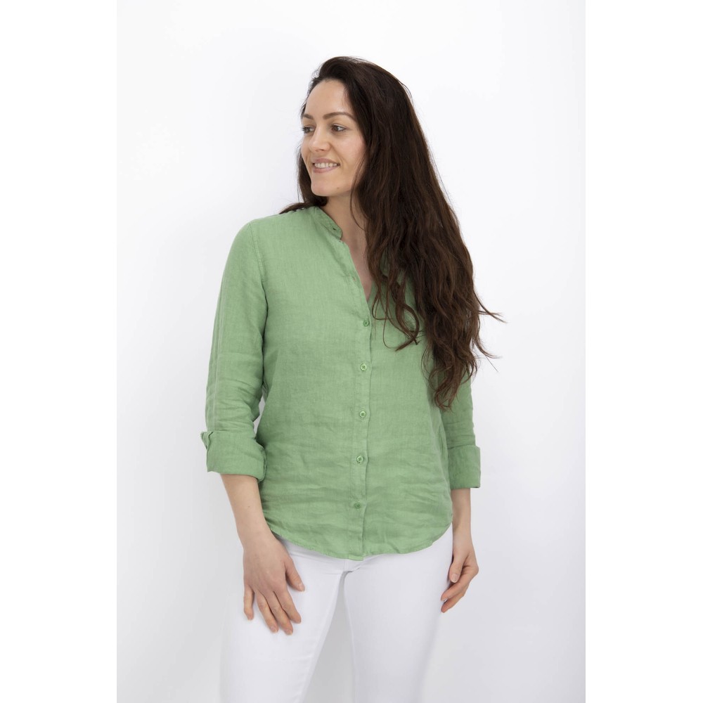 Mos Mosh MM Artina Turf Green Linen Shirt 846 Turf Green