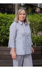 Sahara Blueberry / White Linen Ticking Stripe Shirt  