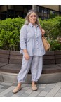 Sahara Blueberry / White Linen Ticking Stripe Bubble Trouser  