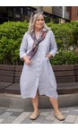 Sahara Blueberry / White Linen Ticking Stripe Shirt Dress  