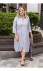 Sahara Blueberry / White Linen Ticking Stripe Shirt Dress  