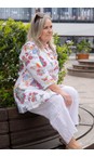 Sahara White / Multi Botanical Floral Linen Flare Shirt  