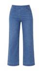 Robell Light Denim 62 Debby 09 Light Denim Crop Wide Leg Pull On Jean  