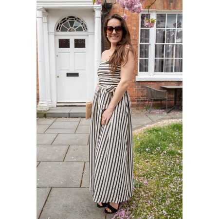 Brave & True Avalon Textured Black Stripe Maxi Dress - Black