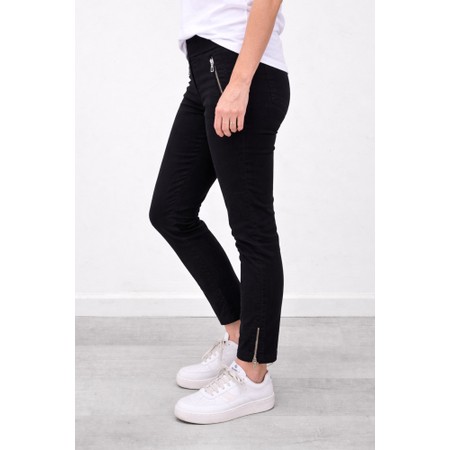 Robell Nena 09 Black Ankle Zip Cropped Powerstretch Jean - Black