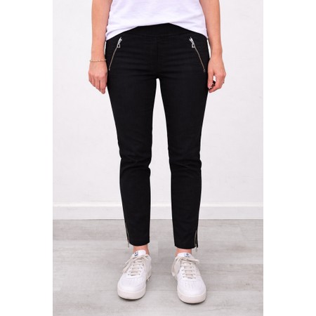 Robell Nena 09 Black Ankle Zip Cropped Powerstretch Jean - Black