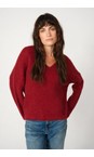 Mos Mosh 269 Rhythmic Red Thora Rhythmic Red V-Neck Knit Top  
