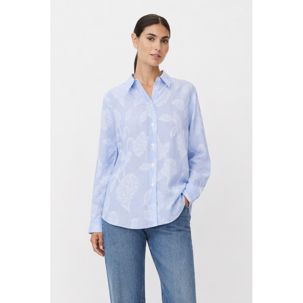 Masai Clothing MaImma Striped Jacquard Shirt Placid Blue