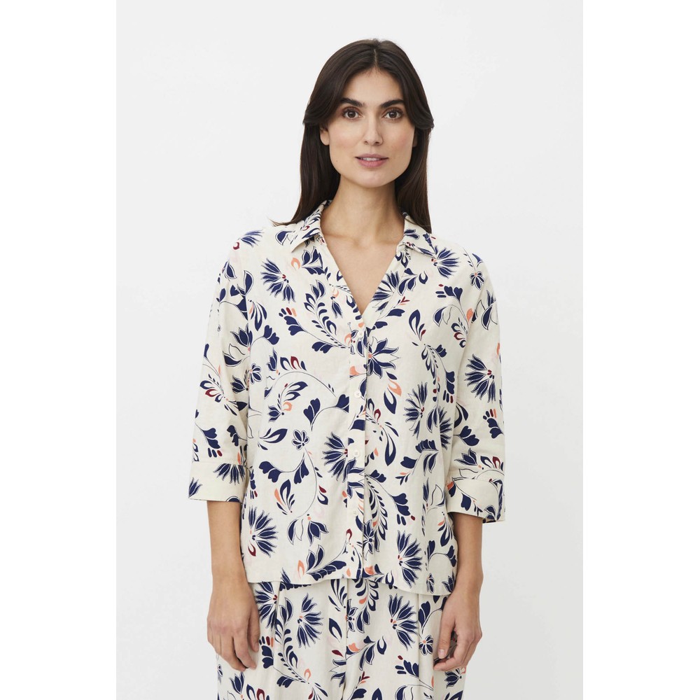 Masai Clothing MaIndorias Print Shirt Medieval Blue