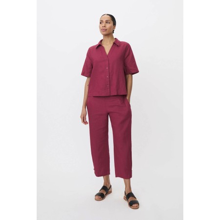 Masai Clothing MaIryssa Beet Red Solid Linen Shirt - Red