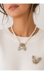 Bill Skinner Cream Pearl Moth Tahition Pearl Brooch  