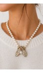 Bill Skinner Cream Pearl Moth Statement Tahition Pearl Necklace  