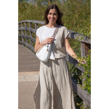 Naya Naya White & Pebble Contrast Binding Top - Beige