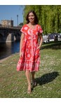 Orientique Red Comodoro Red Print Layers Dress  