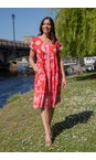 Orientique Red Comodoro Red Print Layers Dress  