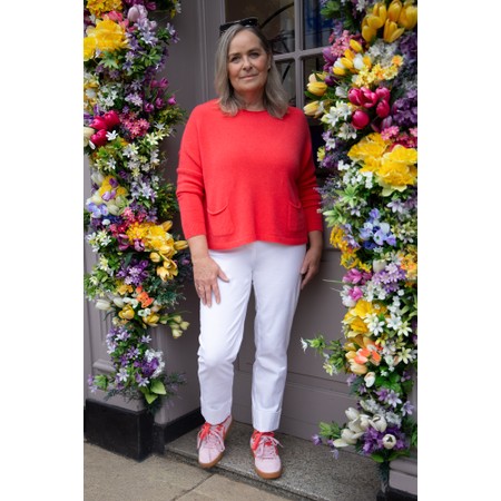 Amazing Woman Jodie Coral Front Pocket Supersoft Knit Jumper - Orange