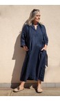 Mama B Blu Dicembre L Blu Oversized Linen Shirt Dress  
