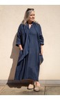 Mama B Blu Dicembre L Blu Oversized Linen Shirt Dress  