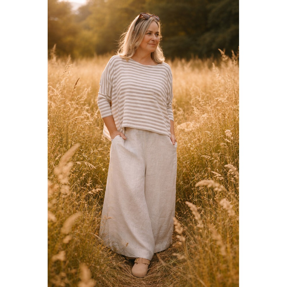 Mama B Finet L Calce Plain Linen Wide Leg Jumpsuit Calce