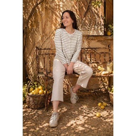 Mama B Crema M Lichene Stripe Fleece Cardigan - Grey