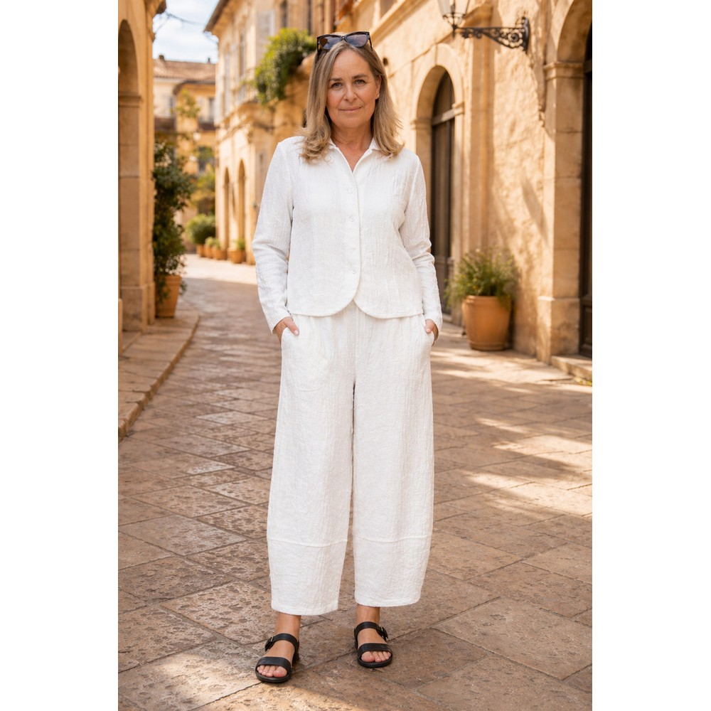 Mama B Adel J Bianco Fitted Crinkle Jacket Bianco