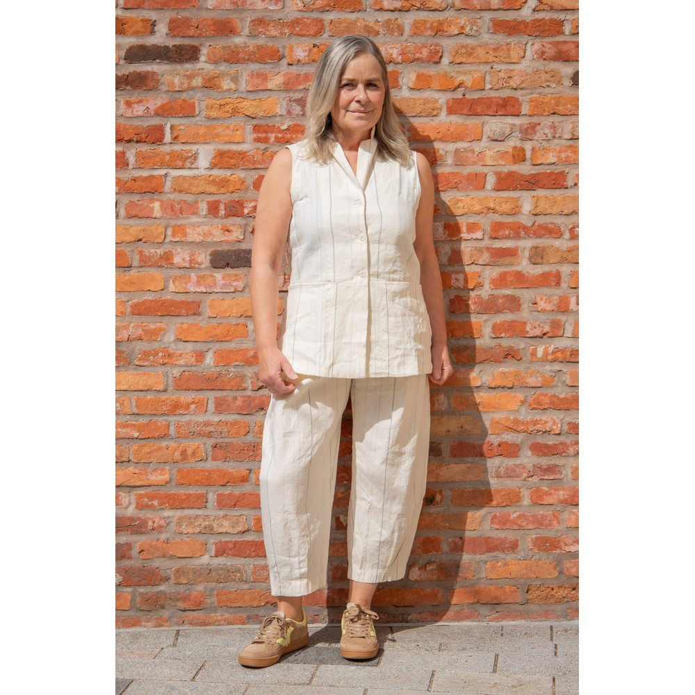Mama B Bianco R Latte Pinstripe Bubble Trouser Latte