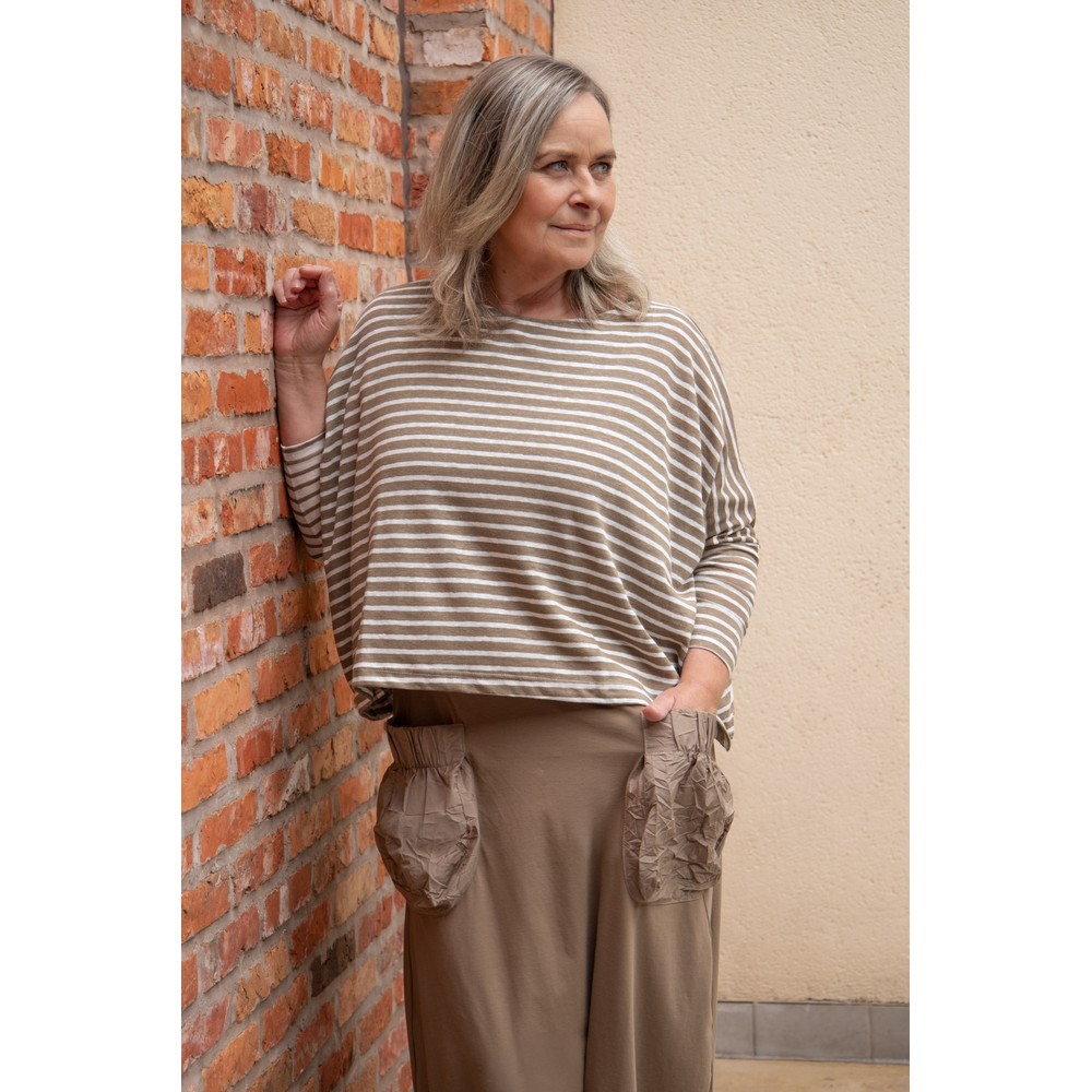 Mama B Ki Cropped Cumin Stripe Knit Top Cumin