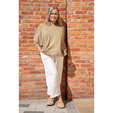 Mama B Bamboo Cumino Rlelaxed Boxy-Fit Linen Blend Top - Beige