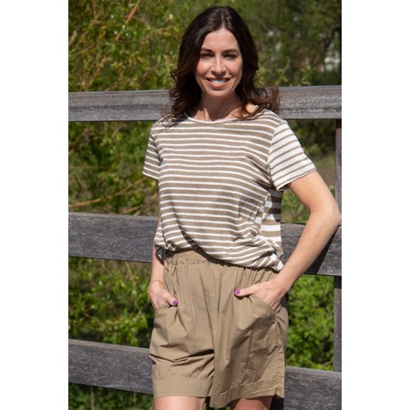 Mama B Casta Cumin Stripe Linen Blend Tshirt - Green