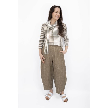 Mama B Lumpa Cumin Thin Stripe Linen Scarves - Brown