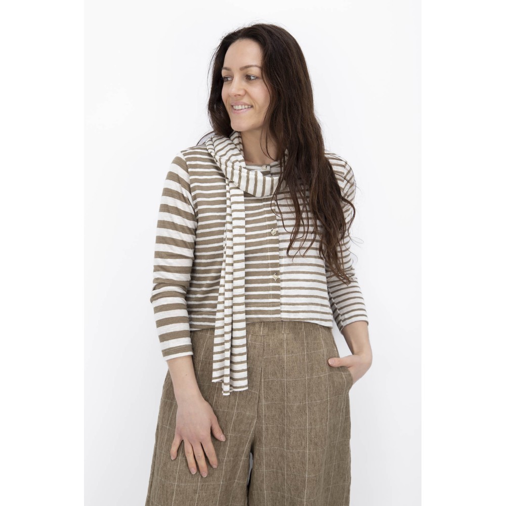 Mama B Lumpa Cumin Thin Stripe Linen Scarves Cumin Thin