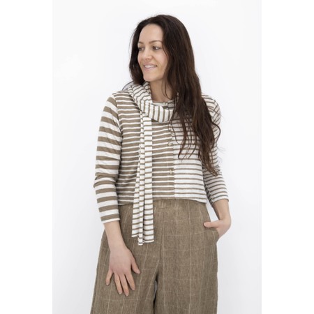Mama B Lumpa Cumin Thin Stripe Linen Scarves - Brown
