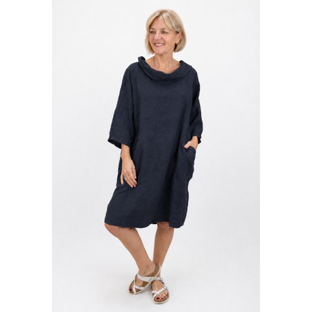 Amazing Woman Celine Navy Linen Dress - Blue