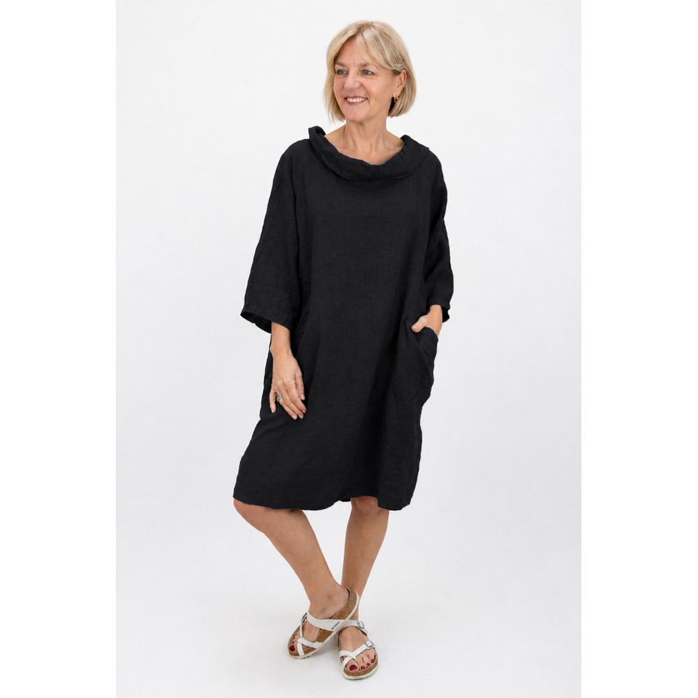 Amazing Woman Celine Black Linen Dress Black 
