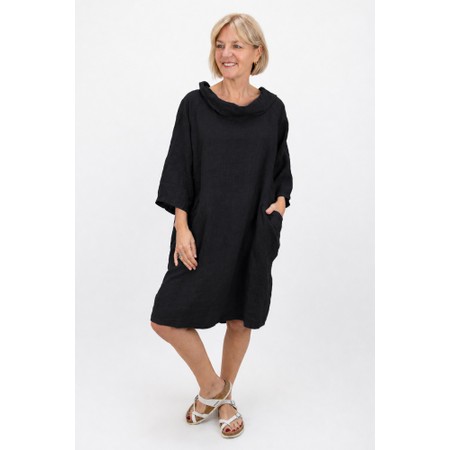 Amazing Woman Celine Black Linen Dress - Black