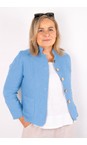 Amazing Woman Blue Katia Blue Front Pocket Short Linen Jacket  