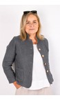 Amazing Woman Charcoal Katia Charcoal Front Pocket Short Linen Jacket  